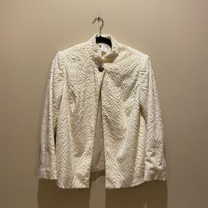 Laura Ashley - Cream Faux‎ Fur One Bling Button Lined Jacket - Women's Size S
